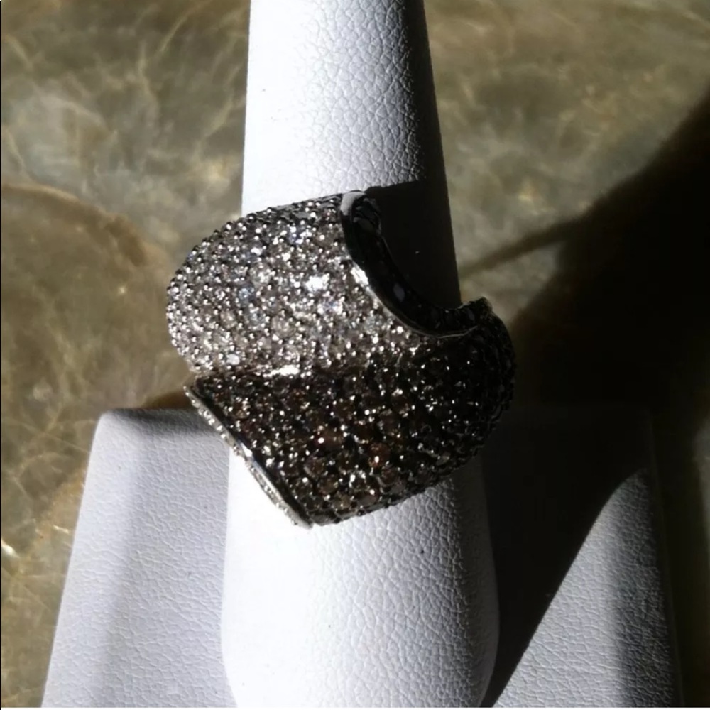14K WG Chocolate & White Diamond Pave Ring